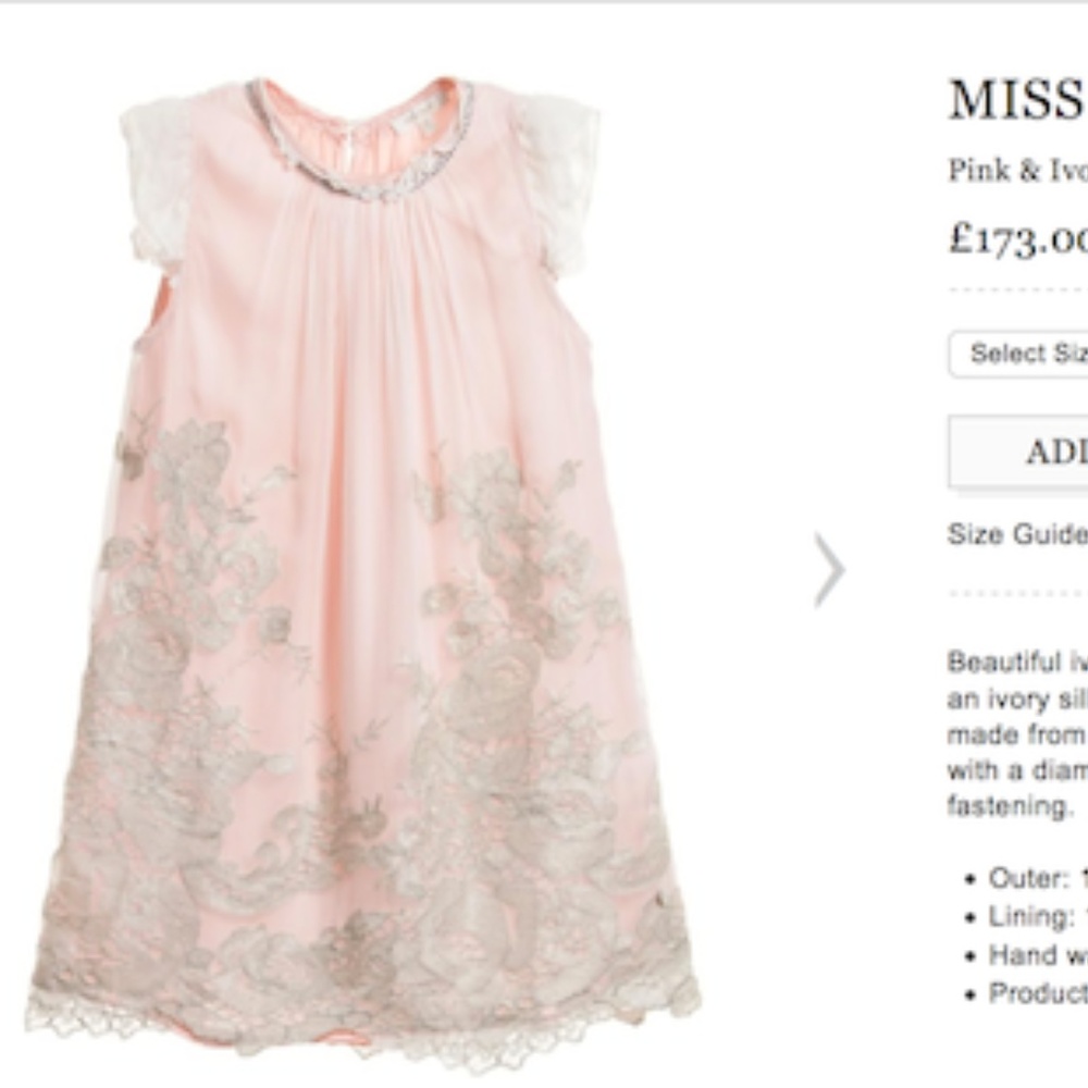 Miss Grant pink and ivory dress
